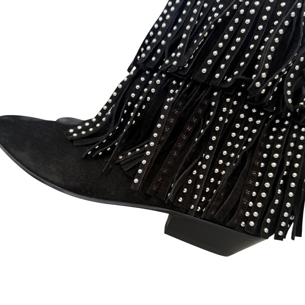 Saint Laurent RARE Studded Fringe Suede Boots EU 38 Festival Boho YSL Coachella - Picture 13 of 14